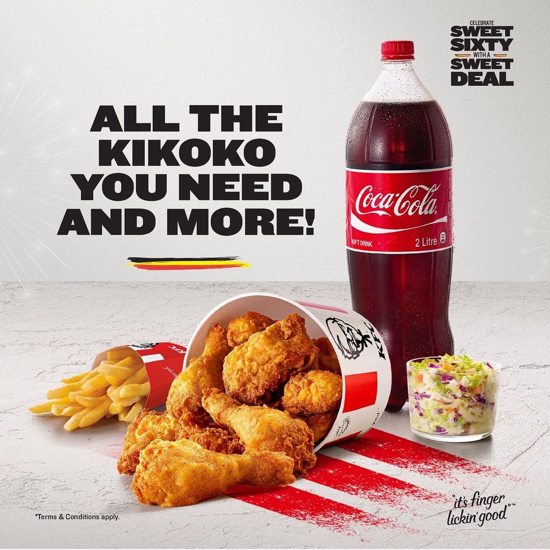 villagemallug's tweet photo. Who can resist the sweetness of #KFCUG's new Sweet 60 combo? UGX 60K for 8 pieces of chicken, family fries, a large coleslaw and a free 2L soda. Get yours from KFC at The Village Mall today.
#KFC
#Sweet60Combo
#TheVillageMallBugolobi
#SweetSixtywithaSweetDeal https://t.co/Qc0QPqyMTa