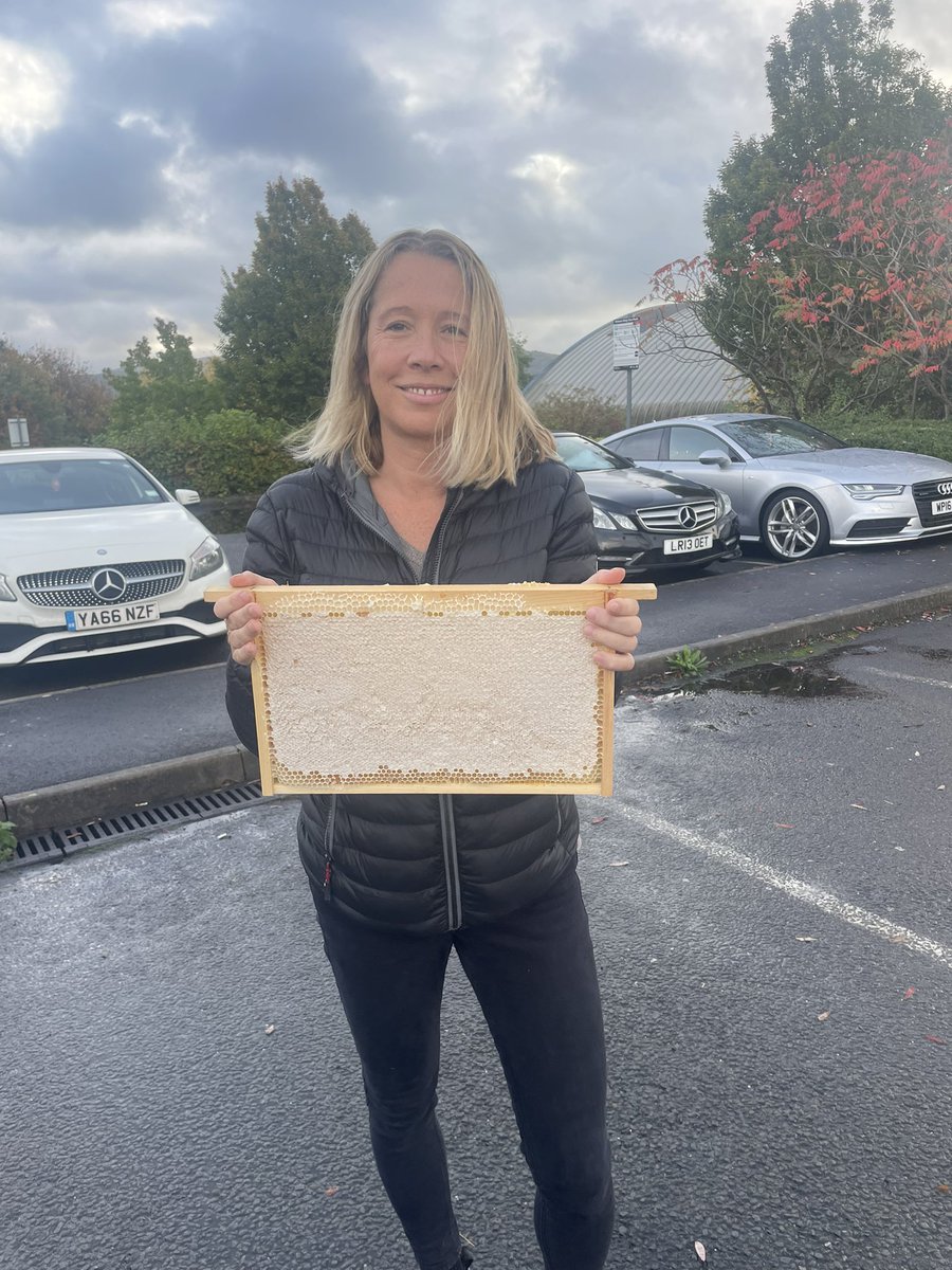 Lovely to catch up with Sarah from @welshbrewtea today. Delivering the honey from their beehive for their amazing wellness tea! #Wellbeing #bees #Sustainability