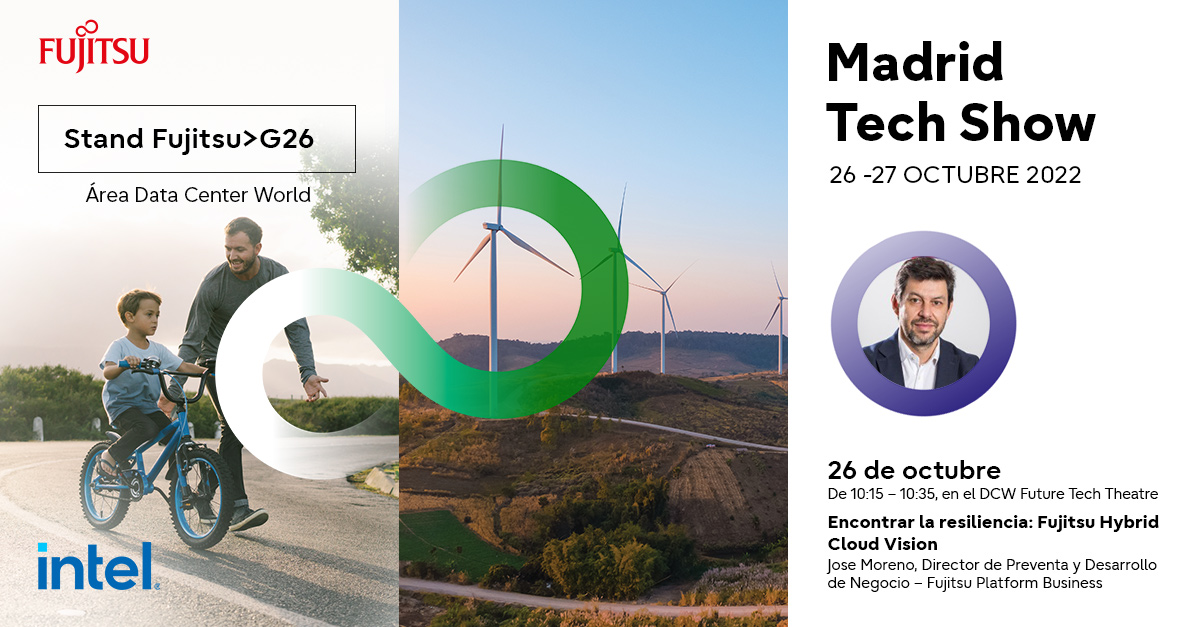 .<a href="/Fujitsu_ES/">Fujitsu España</a> vuelve a Madrid Tech Show World, la mayor feria dedicada a los centros de datos. 
Visítanos (Stand G26) y descubre nuestra estrategia alrededor del dato; las soluciones de cloud híbrida #PRIMEFLEX o la propuesta de #uSCALE.
Obtén tu pase: okt.to/Zjzdr9