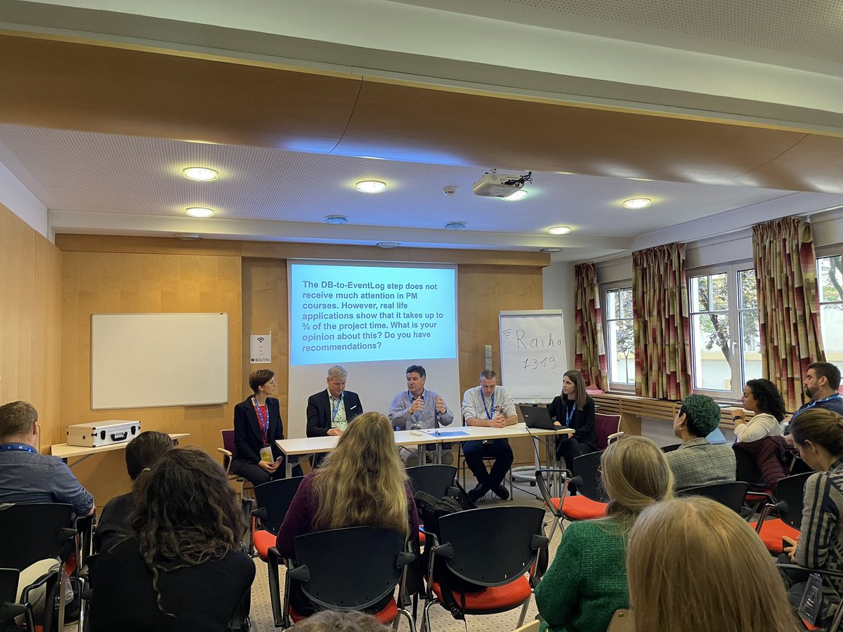 gnpark7's tweet photo. Exciting discussion on education of process mining at โLessons Learned in Education for Process Miningโ #EduPM โWe often say 80% of data science is data preparation, but less than 20% of lectures is about itโ Indeed we need to teach how to transform databases to event logs. https://t.co/x7gCGUvO9w