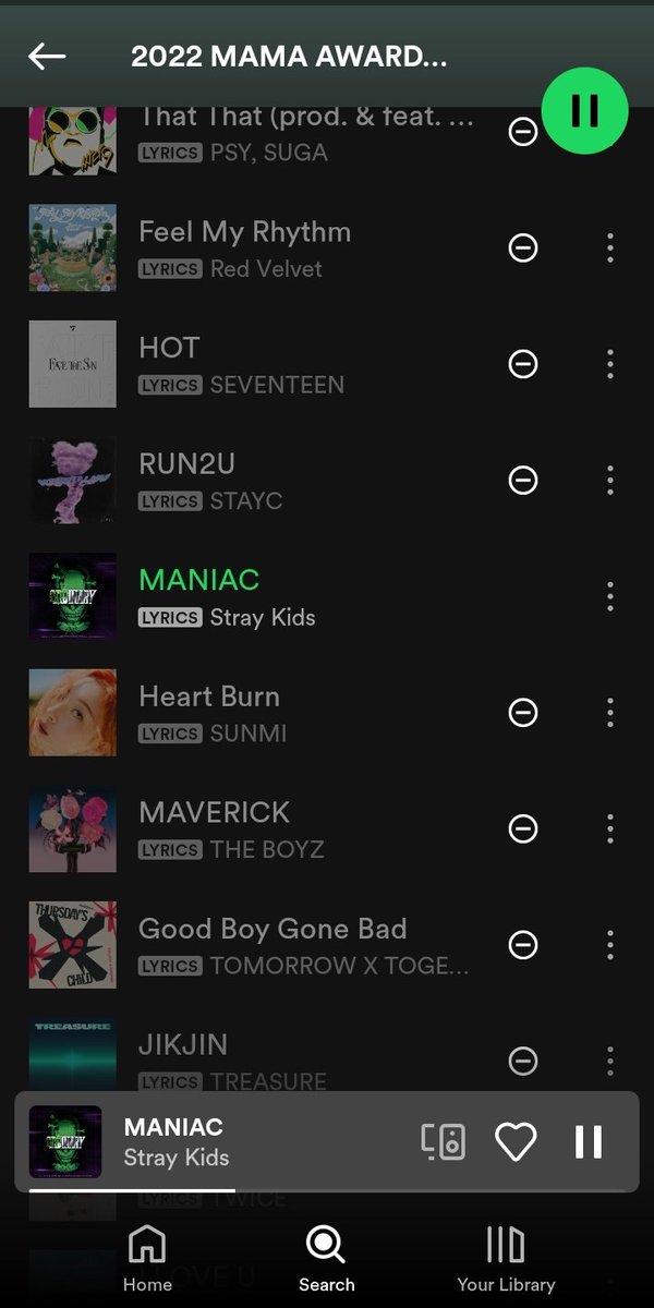 skz_streams's tweet photo. 🎧 MAMA Spotify Vote

1. Go To the official playlist, scroll further and find "MANIAC"
🔗 Playlist: https://t.co/zyStG1tfuW
2. Stream the song 5 times/day (KST)
3. Listen to "#MANIAC" ONLY! you can to mute/hide other song to make sure you vote @Stray_Kids only. https://t.co/dvSO4yt8kd