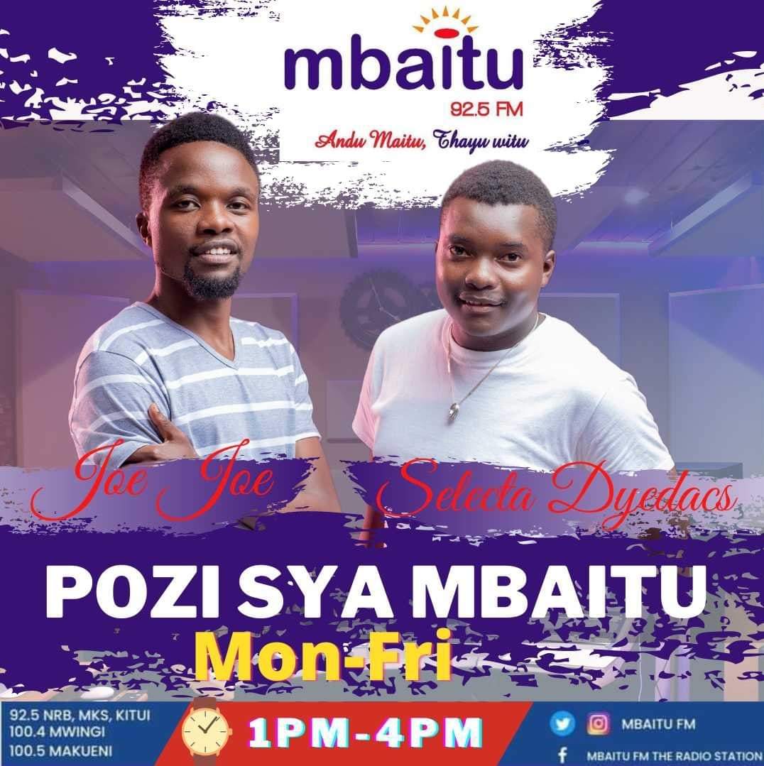 Greetings, Flight imepaa with I man Joe Joe alongside Selecta Dyedacs.
 
Tambua watu wawili watatu tukisonga?
#PozisyaMbaitu
#MbaituFm
#AnduMaituThayuWitu
