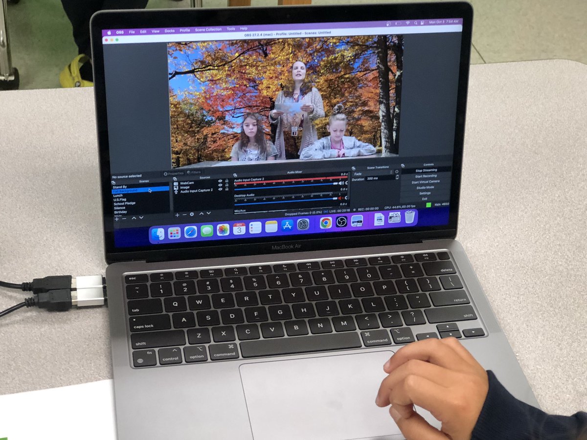 Students learning how to use OBS, Open Broadcaster Software, and our YouTube channel to run our daily morning school news. <a href="/tosha_haskins/">Tosha Haskins</a>