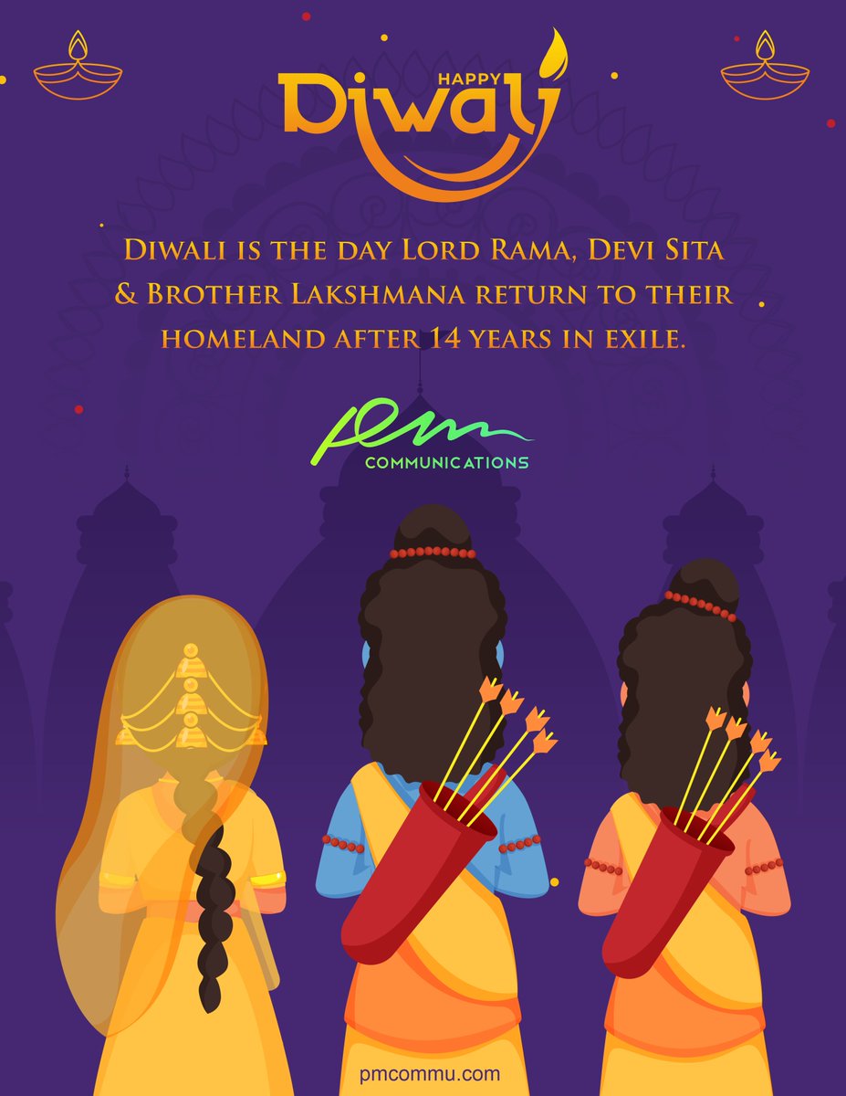 pmcommu's tweet photo. 🪔 || Happy Diwali || 🪔

Diwali is the day Lord Rama, Devi Sita  &amp; Brother Lakshmana return to their homeland after 14 years in exile. 

#happydiwali2022 #diwali2022 #happydiwali #Diwali #PM #PMCommu #PMCommunications 

https://t.co/PgxHBN3C24 https://t.co/fdBpj3klQF