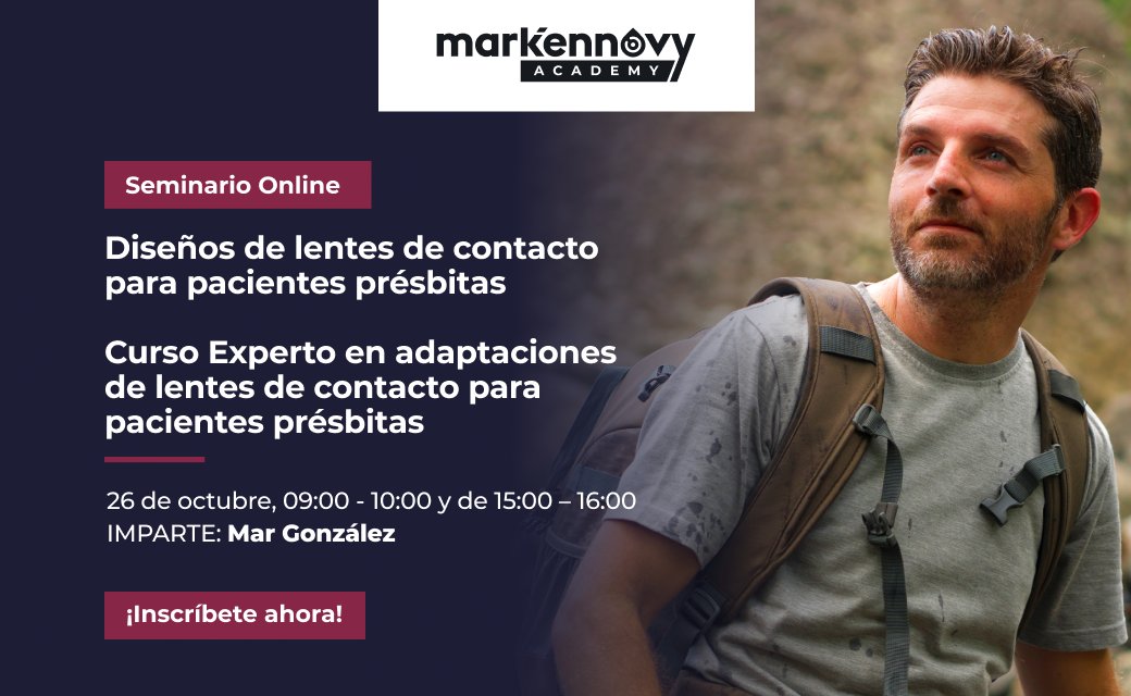markennovyES's tweet photo. NUEVO Seminario Online: Diseños de lentes de contacto para pacientes présbitas.

09h 💻 https://t.co/J0o5zf5qDG
15h 💻 https://t.co/KHUyUCF8zh

¿Quieres más información sobre nuestra mark’ennovy Academy?
📨 formacion@markennovy.com

 #IndividuallyCrafted https://t.co/9AYv41KWsr