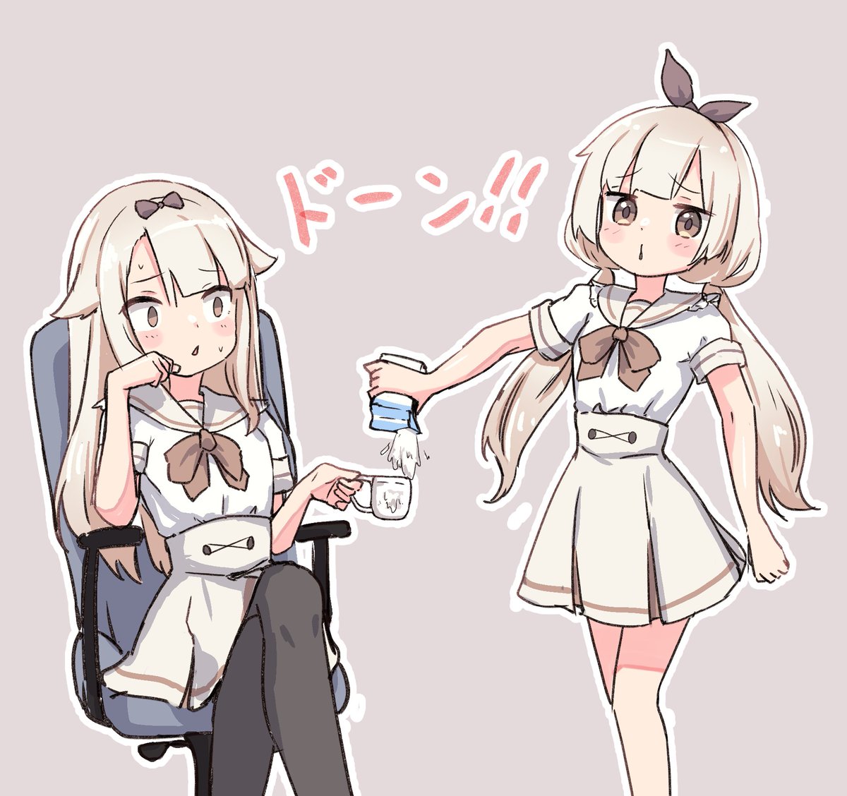 「もちろんコーヒーはカフェオレだよなぁ? 」|ぼたやん🍥のイラスト