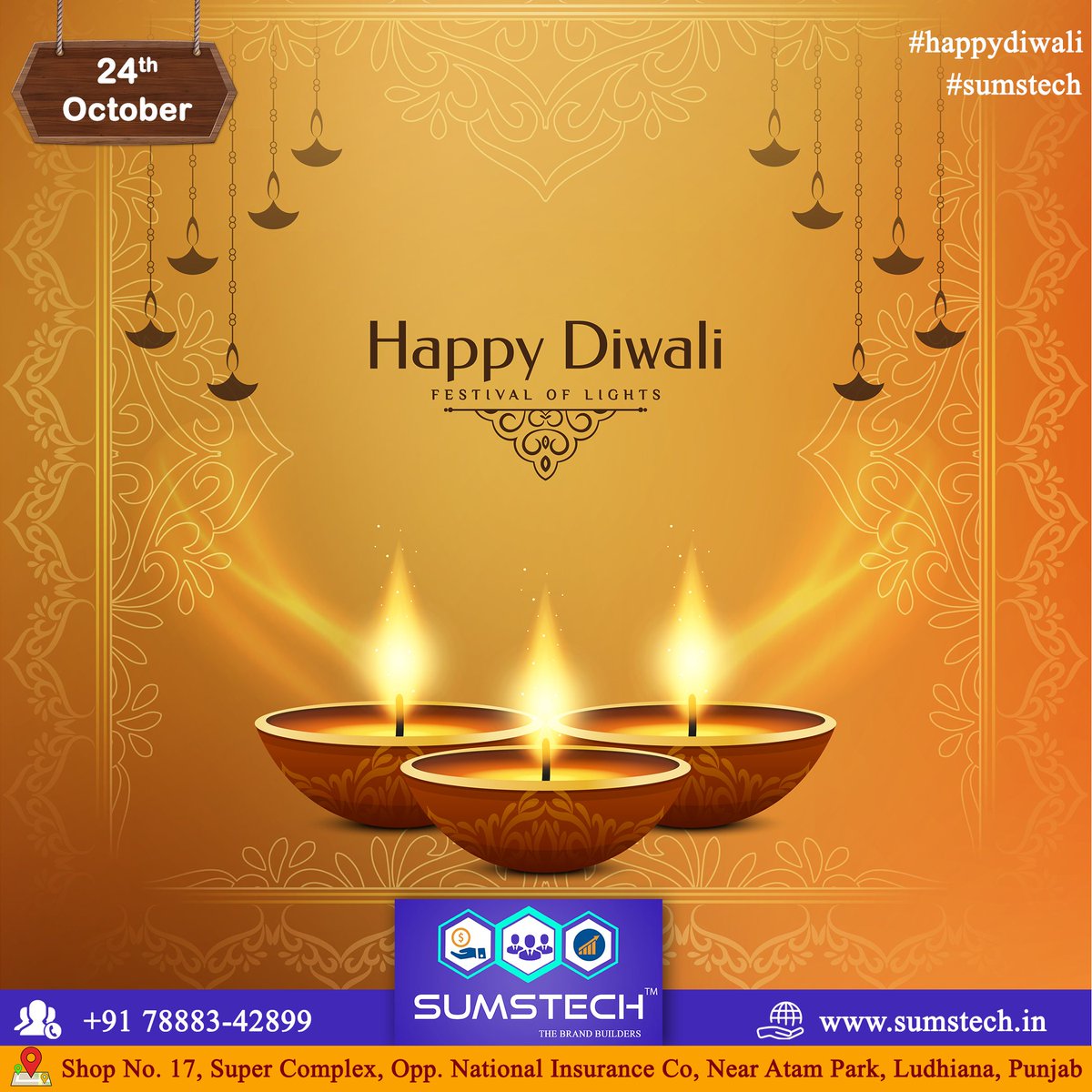 sumstech's tweet photo. May the warmth and splendor of the gleaming diyas add a special grandeur to your life,
Team SUMSTECH Wishing you a very happy Diwali 
#happydiwali
#shubhdeepawali
#deepawali
#sumstech
#verajjain
#veraj 
#digitalmarketing
#webdevelopment
#ludhiana https://t.co/4qxv3VLEpA