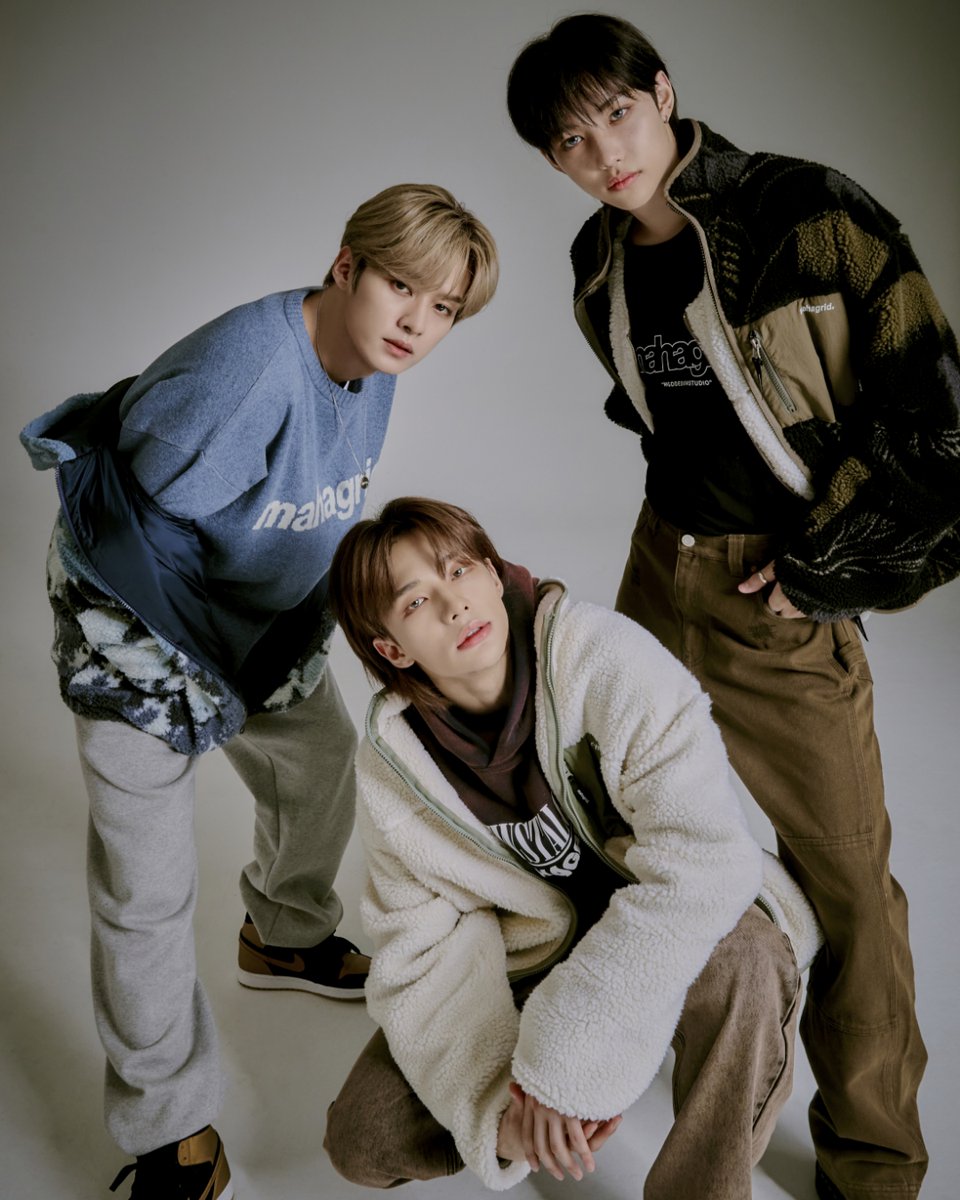 hyunjinpost's tweet photo. lee know, hyunjin, and felix for mahagrid https://t.co/0H6pNiUOZT