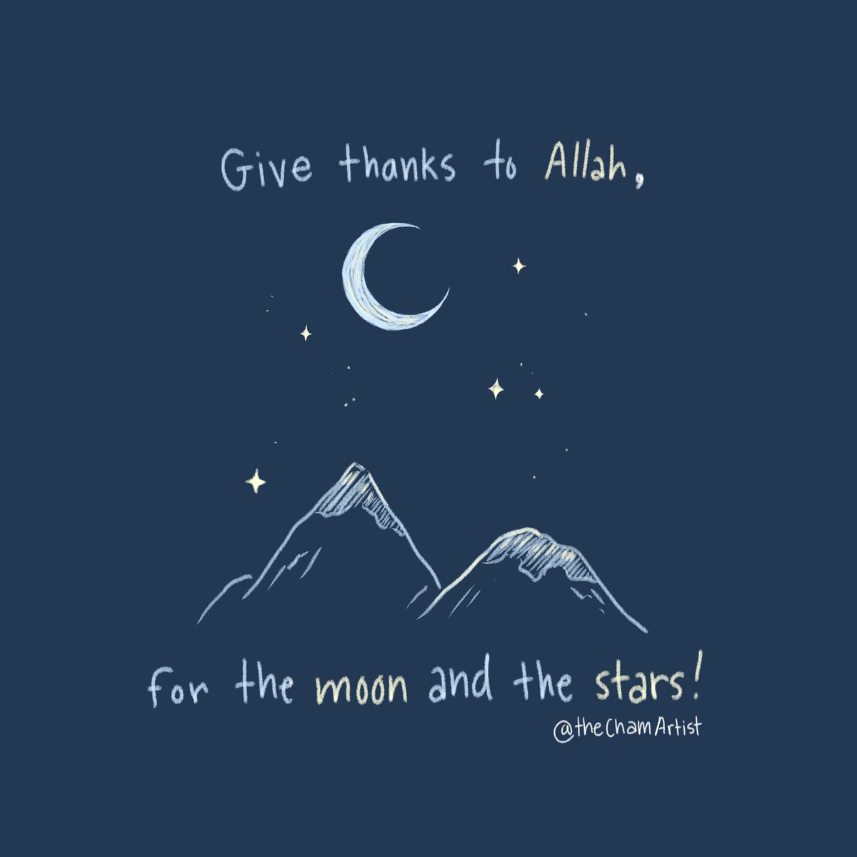 thechamartist's tweet photo. Give thanks to Allah for the moon and the stars. #islamquotes #quotes #muslimart #illustration #CLIPSTUDIOPAINT https://t.co/72rF4O5z3u