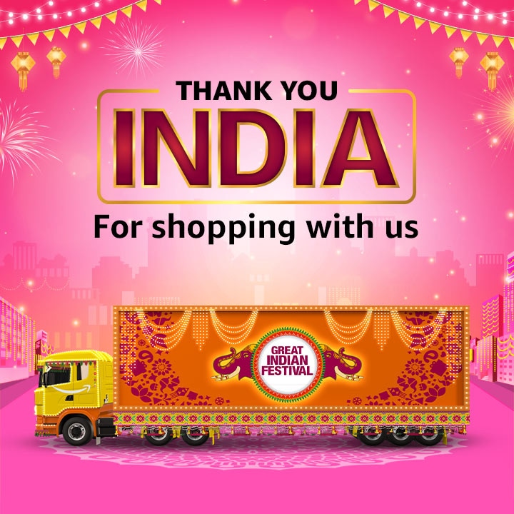 amazonIN's tweet photo. Hope we brought you abundant joy &amp; happiness with the #AmazonGreatIndianFestival 

Thank you for choosing Amazon for all your festive needs!

#AmazonSeLiya 
#HappyDiwali https://t.co/Whi2tvdwb9