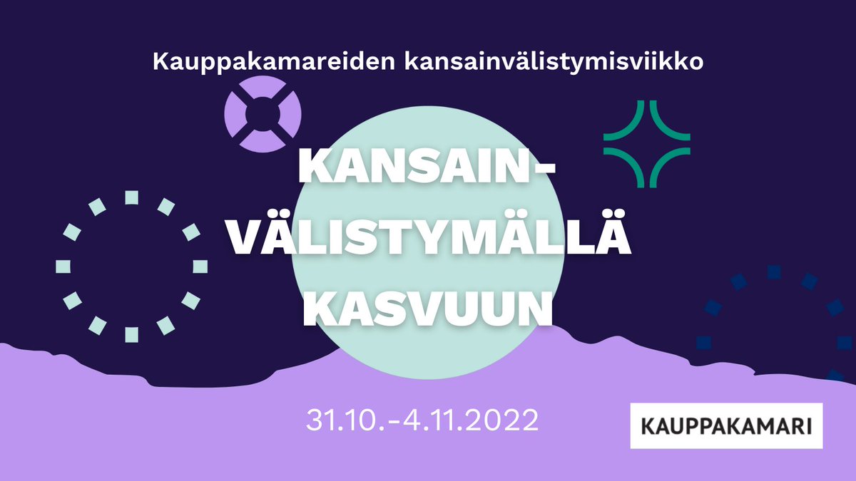 Kauppakamarien kansainvälistymisviikko 2022 tarjoaa huikean määrän monipuolisia tapahtumia kansainvälisyydestä, viennistä, maailman markkinoista ja yritysten kasvumahdollisuuksista asiantuntijoiden johdolla.

Ilmoittaudu mukaan nyt 👉bit.ly/3CYbI6R
#kansainvälistyminen