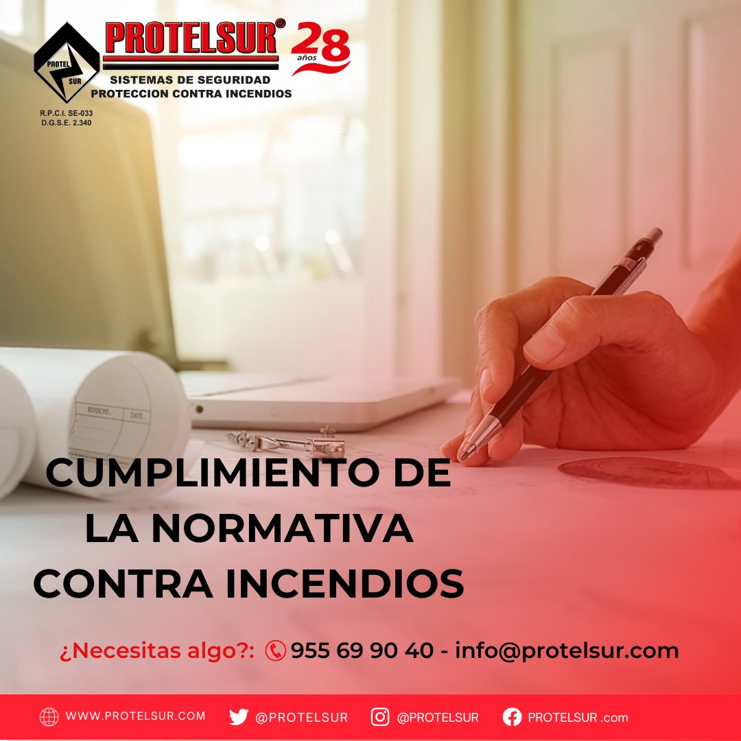 PROTELSUR's tweet photo. En PROTELSUR cumplimos con gran rigurosidad la normativa actual para sistemas de seguridad y contra incendios para poder asegurar a nuestros clientes que sus sistemas ofrecen la mayor seguridad posible.
-☎️955 69 90 40
-📧info@protelsur.com
#protelsur #seguridad #pci #calidad https://t.co/ysKmHtkPbK