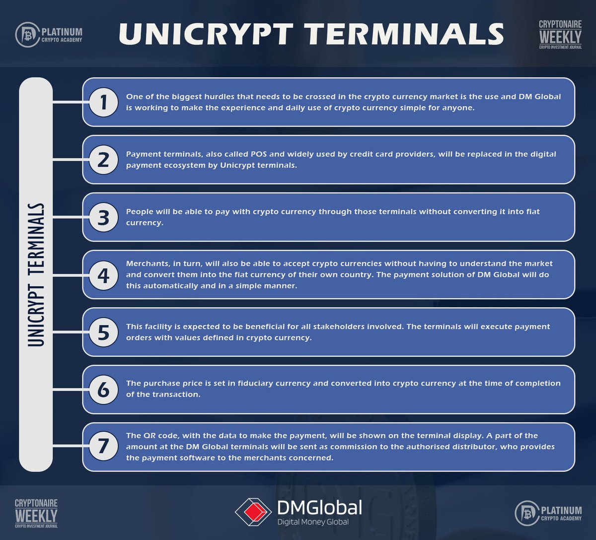PlatinumCrypto's tweet photo. UNICRYPT TERMINALS
#DMGlobal #CryptoCurrency #Blockchain #DLT #exchange #DMPay #Unicrypt #CryptocurrencyNews @dmg_dmglobal
https://t.co/5ydZkZsfgB https://t.co/3rZt7A8onC