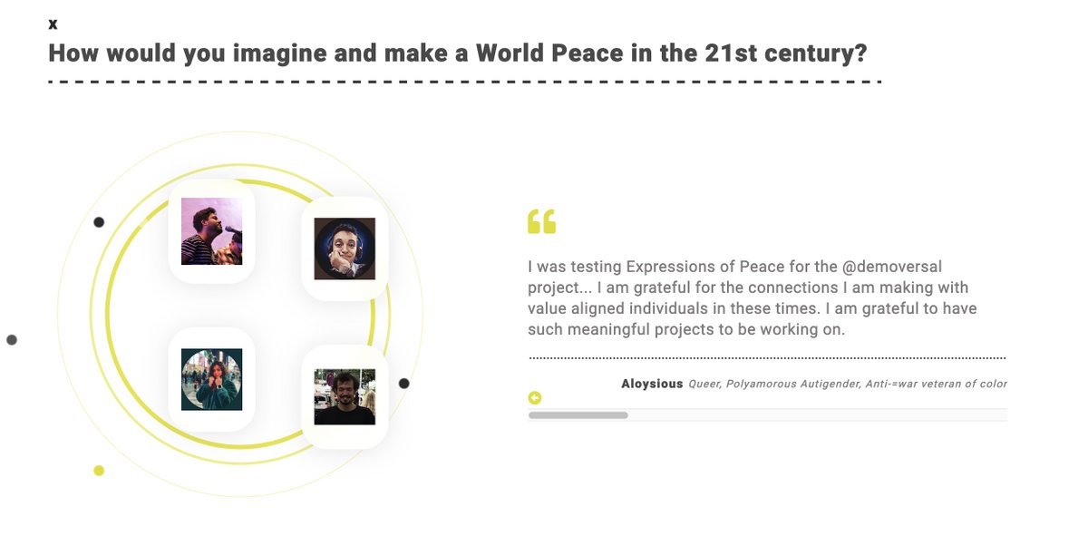 demoversal's tweet photo. Here's the sneak peek from new homepage @demoversal . 

Come, join this community of #peacemakers ~ bring in your perspectives and #impact, like you never did before, with your Art of Peace. 
World needs you, #youAreThePower.

https://t.co/MZ6mdGTqem https://t.co/Wp3n29cxNj