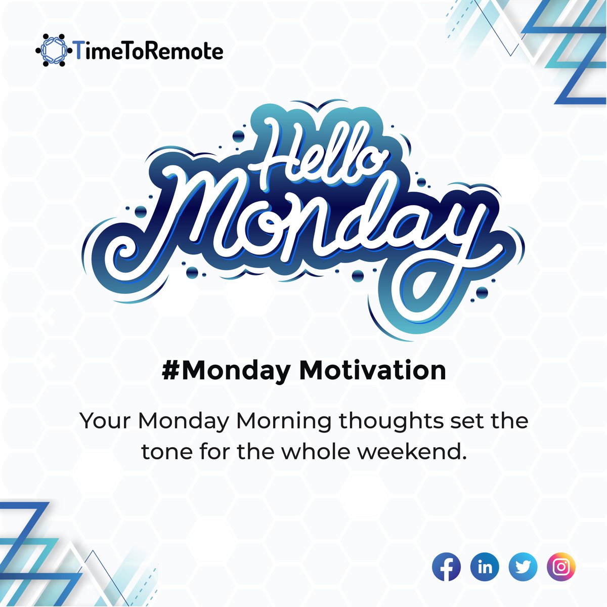 time2remote's tweet photo. @time2remote wishes you a very happy Monday.
.
Follow us so we can make your days more fun. 🙌😁🤩
.
#timetoremote
#monday #mondaymood #mondayvibes #mondayblues #mondayfunday #MondayMadness #mondaymorning #mondaythoughts #mondaymotivation #mondayinspiration #freshgraduates https://t.co/yJlJWbzfh8