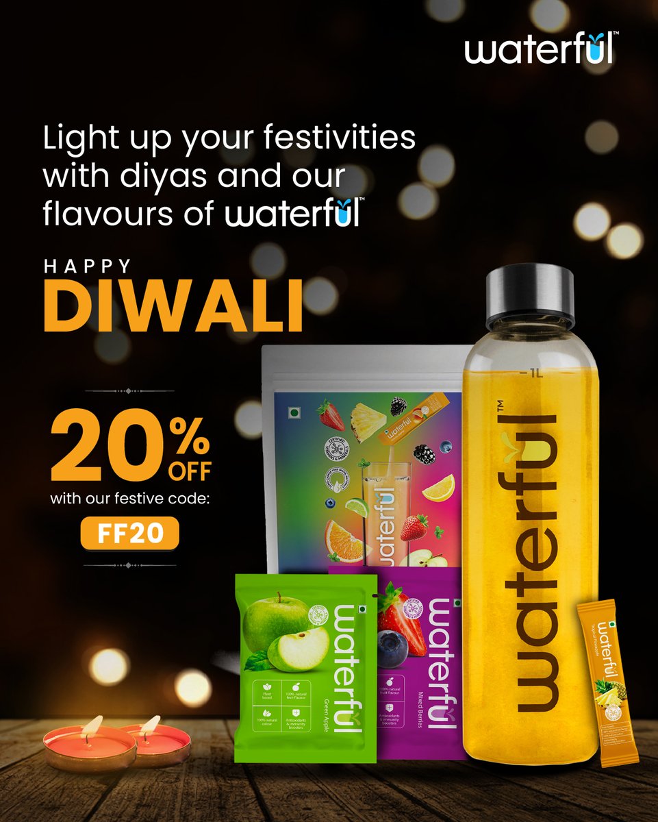 waterfulzero's tweet photo. Buy now at https://t.co/vqgzg891nm using our limited-time festive code*.  (Valid until Nov 7, 2022) 
Welcome this Festival of Lights with a burst of our lip-smacking flavours.

#Waterful #GoWaterful   #diwali #diwalihampers #diwaligifts #festivevibes #festival #festiveseason https://t.co/CNWWIeWPin