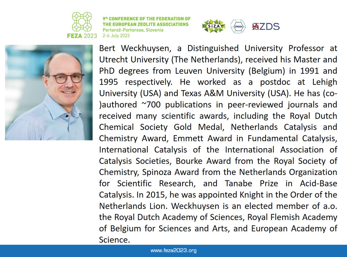 Today, we are introducing Bert Weckhuysen (<a href="/BWeckhuysen/">BertWeckhuysen</a>) who will be one of the five plenary speakers at FEZA2023. He is a Distinguished University Professor at Utrecht University in The Netherlands. Please see below for details on his career. #FEZA2023 #Plenary