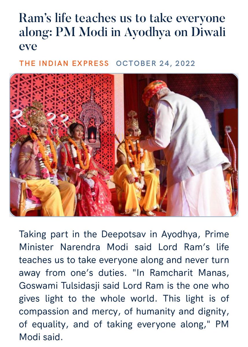 Ram’s life teaches us to take everyone along: PM Modi in Ayodhya on Diwali eve
indianexpress.com/article/india/…
