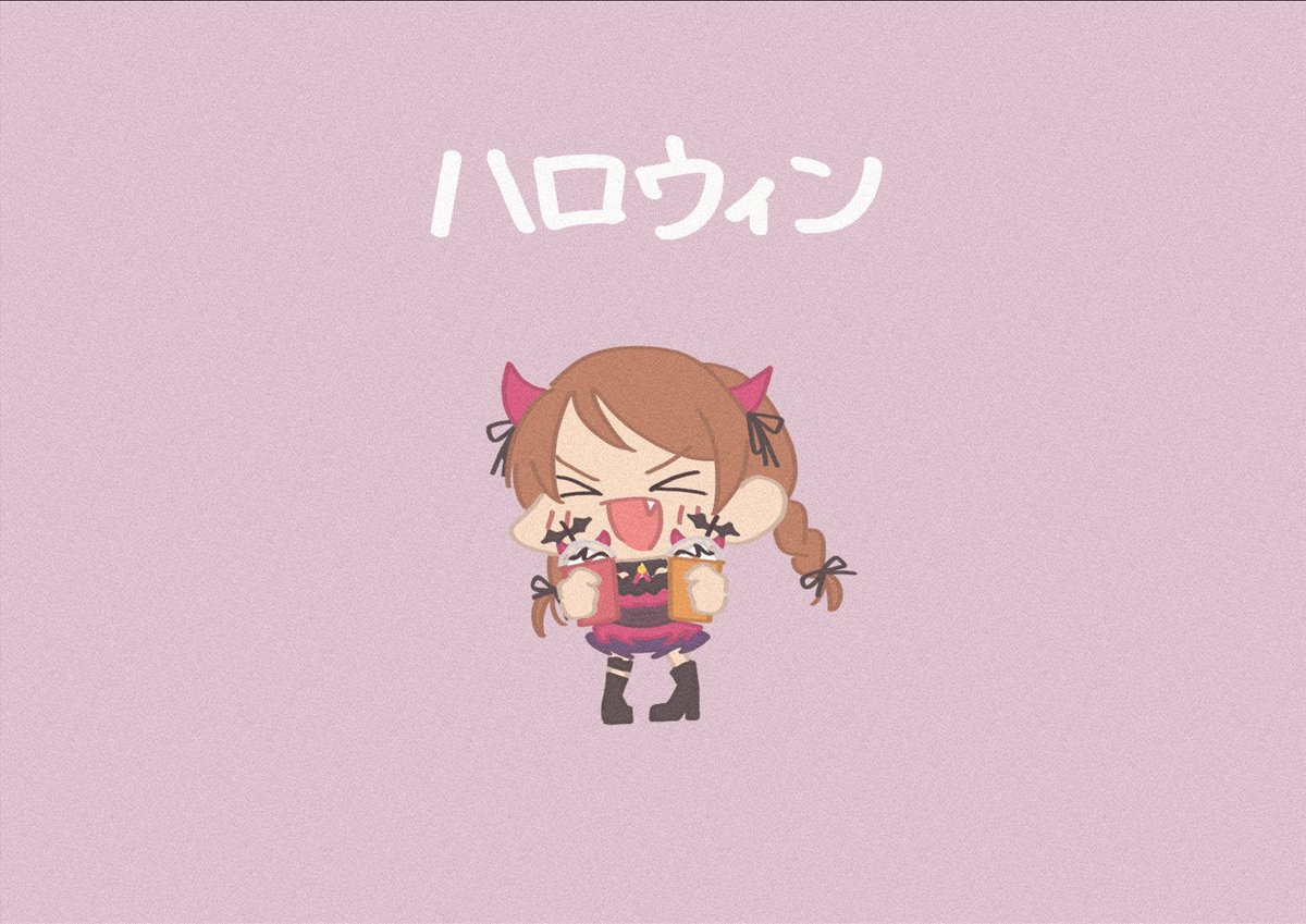 1girl horns solo twin braids brown hair braid chibi  illustration images