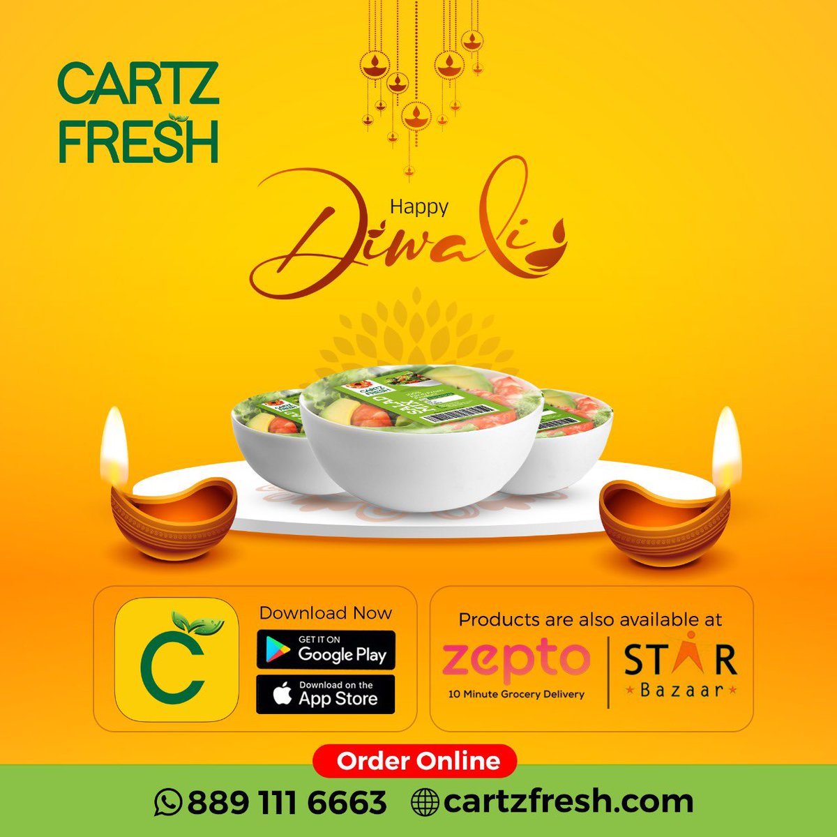 Cartzfresh's tweet photo. Happy Diwali 🪔🎉

#happydiwali #cartz #cartzfresh #cartzdiwali #fresh #cutveggies #choppedveggies #homedelivery https://t.co/GnbgHXAlsW