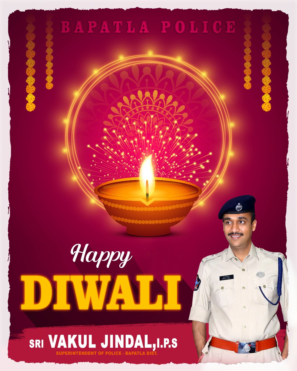 BapatlaPolice's tweet photo. SP Bapatla wishes all officers, staff and families a very Happy Deepavali!!! May your next year be full of health and happiness
#Deepavalii #Celebrations #SustainablePeace #PublicOrder #Tranquility #ContinuousVigil #ModernPolicing #VakulJindal #IPS
@APPOLICE100 @dgpapofficial https://t.co/RkQVCtXCPb