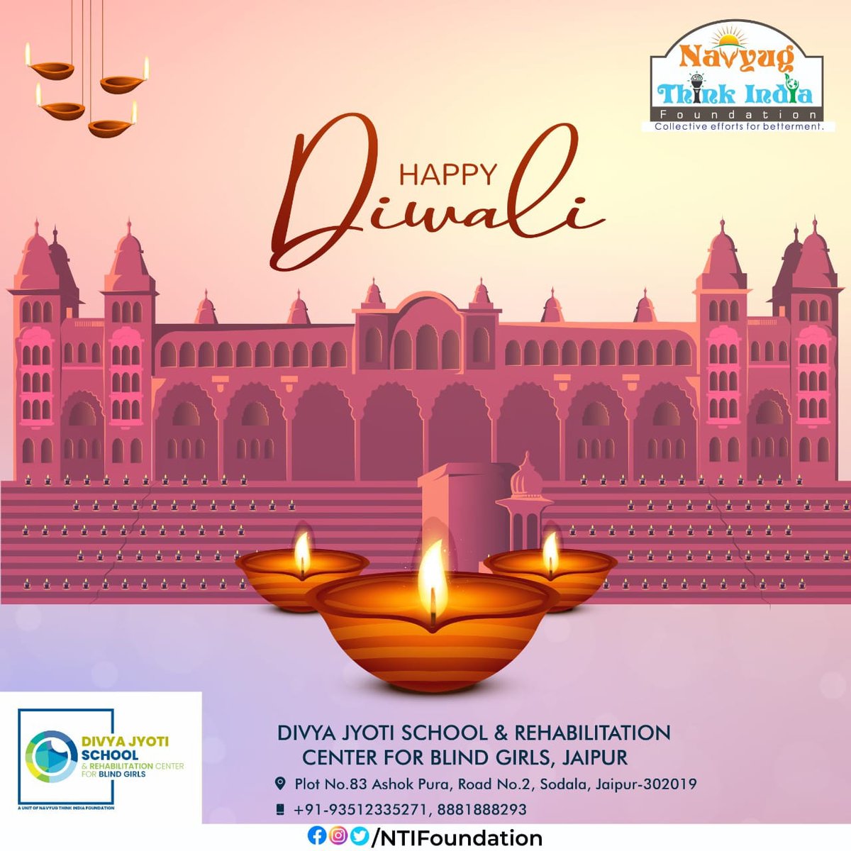 NTIfoundation's tweet photo. #Deepawali, may the auspicious day bring you all the goodness in the world. May your life be filled with good health, wealth, and happiness.
#HappyDiwali 
#NTIFoundation 
#NTIF 
#nonprofit 
#Blindeducation https://t.co/4AwKTHrYSi