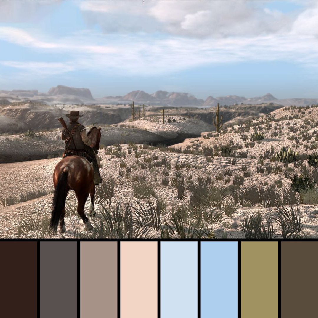 GameColors2's tweet photo. Red Dead Redemption (2010) by Rockstar San Diego.

#reddeadredemption #rockstarsandiego #rockstargames #xbox #xbox360 #playstation #playstation3 #colors #colorpalette #gaming #videogames #rdr #rdr2 #reddeadredemption2 #red #dead #redemption #rockstar #wildwest #cowboy #yeehaw https://t.co/56czGqrEZ9