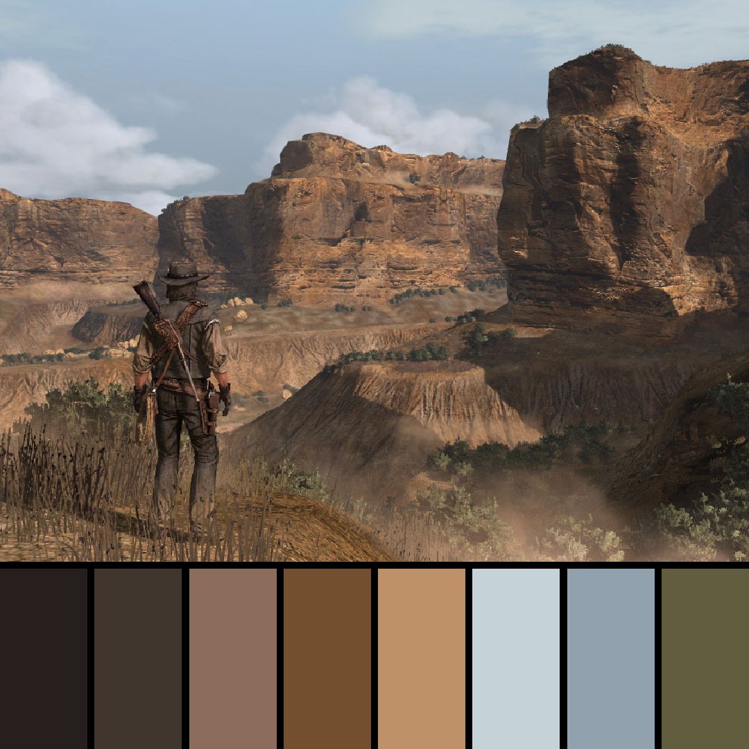 GameColors2's tweet photo. Red Dead Redemption (2010) by Rockstar San Diego.

#reddeadredemption #rockstarsandiego #rockstargames #xbox #xbox360 #playstation #playstation3 #colors #colorpalette #gaming #videogames #rdr #rdr2 #reddeadredemption2 #red #dead #redemption #rockstar #wildwest #cowboy #yeehaw https://t.co/56czGqrEZ9