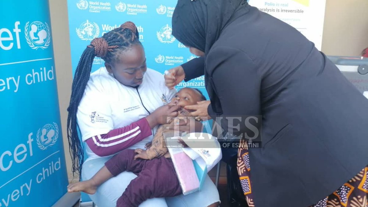 TimesOfEswatinE's tweet photo. LOCAL NEWS: The Minister of Health, Lizzie Nkosi, giving polio immunising drops to some of the children that were due for immunisation. The country is commemorating World Polio Day today… https://t.co/lSzJsSaSPp