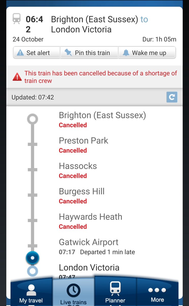 learnonthetrain's tweet photo. Doesn't matter how infrequently you now "let the train take the strain", you can always rely on cancellations/delays/ticket acceptance on alternative routes #SouthernRail #SouthernFail #GatwickExpress #Brighton https://t.co/mj1BTparAo