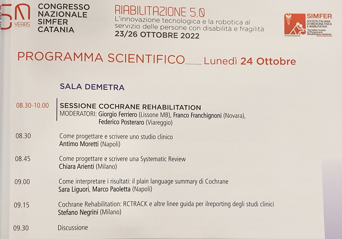 CarlotteK's tweet photo. @CochraneRehab session currently ongoing #SIMFER22 @simfer Sala Demetra! https://t.co/N8oTC9DWjx