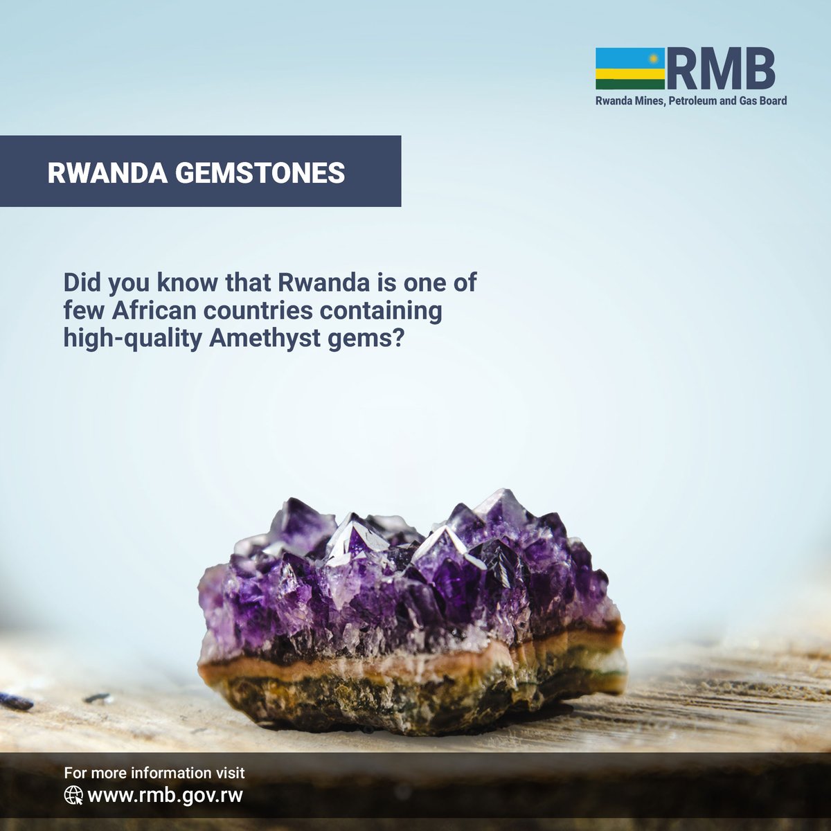 RwandaMinesB's tweet photo. #RwandaGems
Did you know that Rwanda is one of few African countries containing high-quality Amethyst gems?

Wari uzi ko u Rwanda ari kimwe mu bihugu bike by’Afurika bifite amabuye y’amabengeza yo mu bwoko bw’Amethyst afite ireme
ryo ku rwego rwo hejuru? https://t.co/BNU3lRslRX