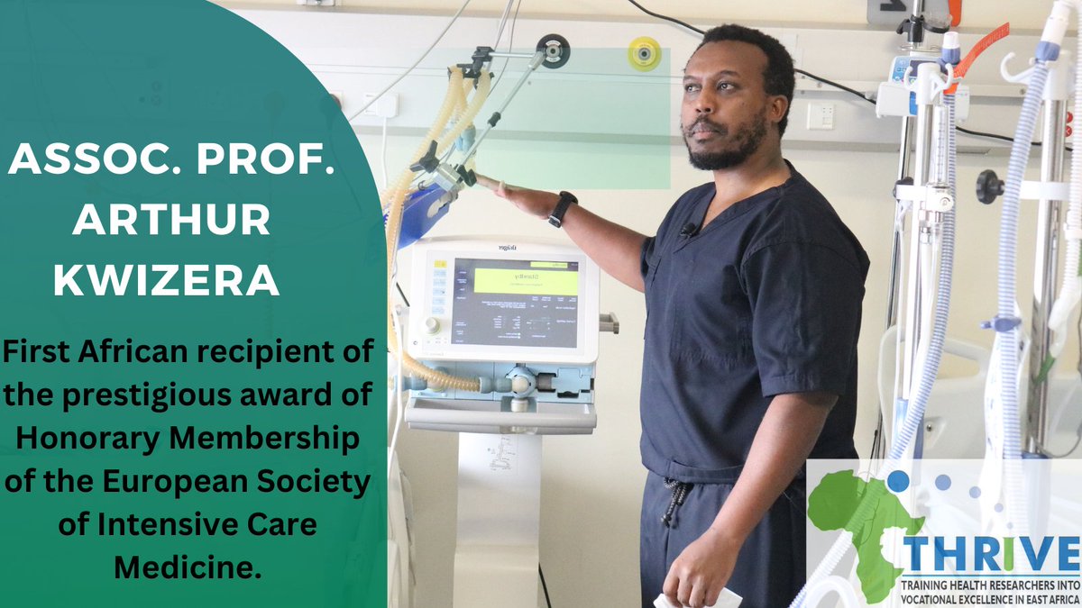 #Congratulations to Assoc Prof @arthurkwizera, a dedicated & innovative anesthesiologist & intensivist for being the 1st African recipient of the prestigious award of Honorary Membership of the @ESICM. Arthur has exceptionally contributed to patient safety & teaching of medicine.