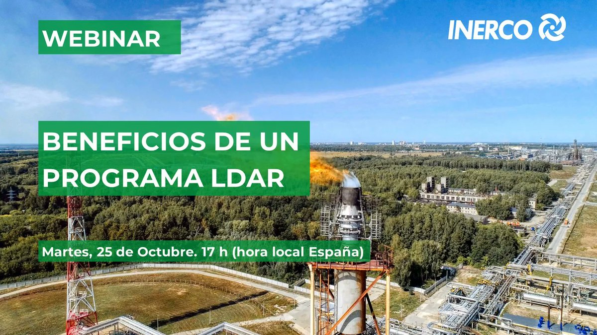 Inerco_'s tweet photo. 📌 Recuerda inscribirte en el próximo webinar 'Beneficios De Un Programa LDAR’ que celebraremos mañana 25 de Octubre a las 17h (hora local España) 📅 Inscríbete gratis https://t.co/p6tlRGWWTR

#SomosInerco #Inercowebinars #LDAR https://t.co/MIVoUY7J3N