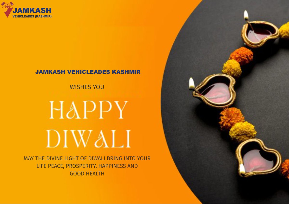 JamkashK's tweet photo. May this Diwali brings festive cheer and love to your life! Jamkash Vehicleades Kashmir wishes you a Happy Diwali #jamkashkashmir https://t.co/tm2VjHL11k