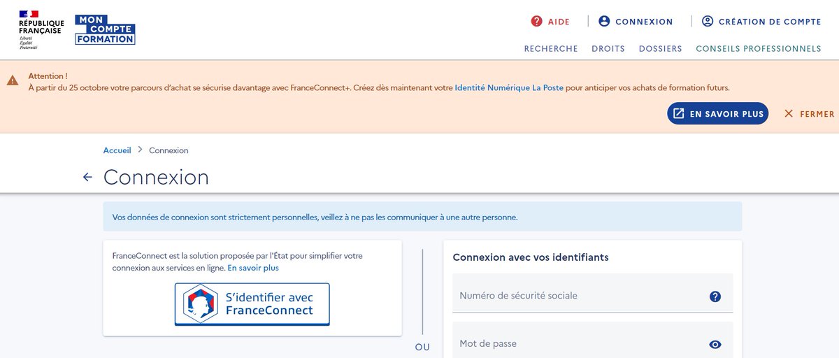 emile_marzolf's tweet image. Terminées les fraudes au compte personnel de formation ? MonCompteFormation passe demain à FranceConnect+ pour sécuriser les actes d'achats réalisés sur la plate-forme. A date, seule l'identité numérique répond néanmoins à ce niveau de sécurité...