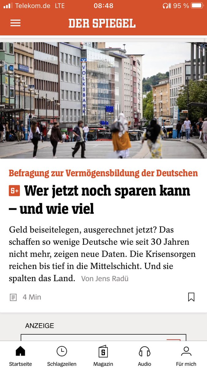 Nur noch 50 Prozent der Deutschen können Geld zurücklegen. Der mittlere Sparbetrag: 550 Euro pro Monat.