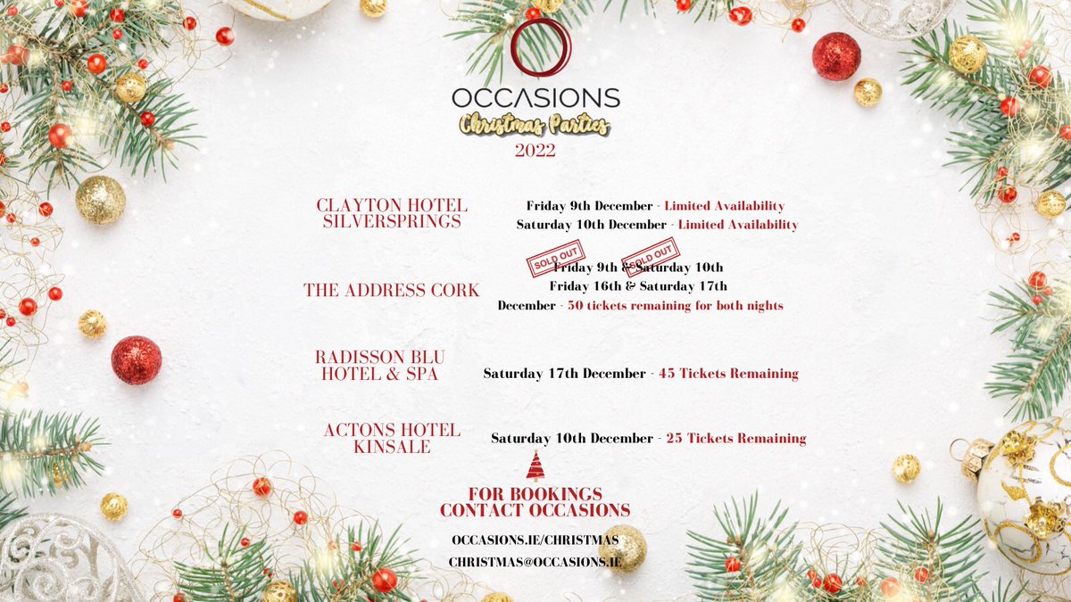 Almost completely sold out 🙏🏻🎄 
Occasions.ie/Christmas 
#occasionsxmasparties #christmasincork #smallbusiness