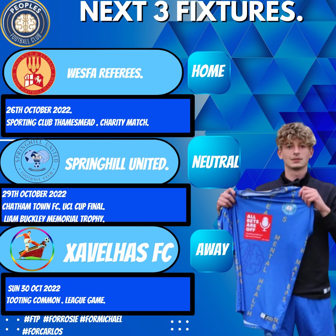 peoples_fc's tweet photo. A busy busy week ahead for the club. 

Wednesday we welcome the referees of @WESFA_Football to sporting club Thamesmead. 

Friday we travel to Chatham for the much anticipated Liam Buckley memorial final in the @TheUCL_ 

Sunday we travel to Tooting for our league fixture. https://t.co/1r3gQqxbQw