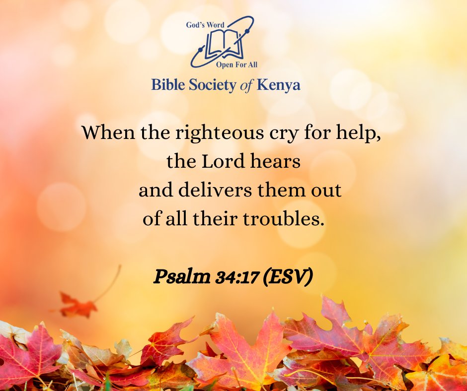 BibleSocietyKen's tweet photo. When the righteous cry for help, the Lord hears and delivers them out of all their troubles. Psalm 34:17(ESV)
#VerseOfTheDay
#DevotionsWithBSK
#DailyDevotion
#BibleStudy
#GodsWord
#Scripture
#BibleSocietyOfKenya
#mondaythoughts https://t.co/nYOEW7LaEw