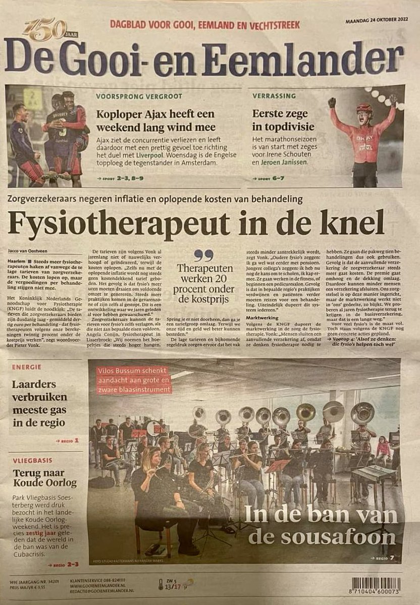 Fysiotherapeuten kunnen binnenkort geen zorg meer verlenen. De kosten rijzen de pan uit en de vergoedingen van de zorgverzekeraars blijven achter. Help en waardeer deze beroepsgroep! <a href="/ministerVWS/">Jan Anthonie Bruijn</a> <a href="/Menzis/">Coöperatie Menzis</a> <a href="/VGZ/">Coöperatie VGZ</a>