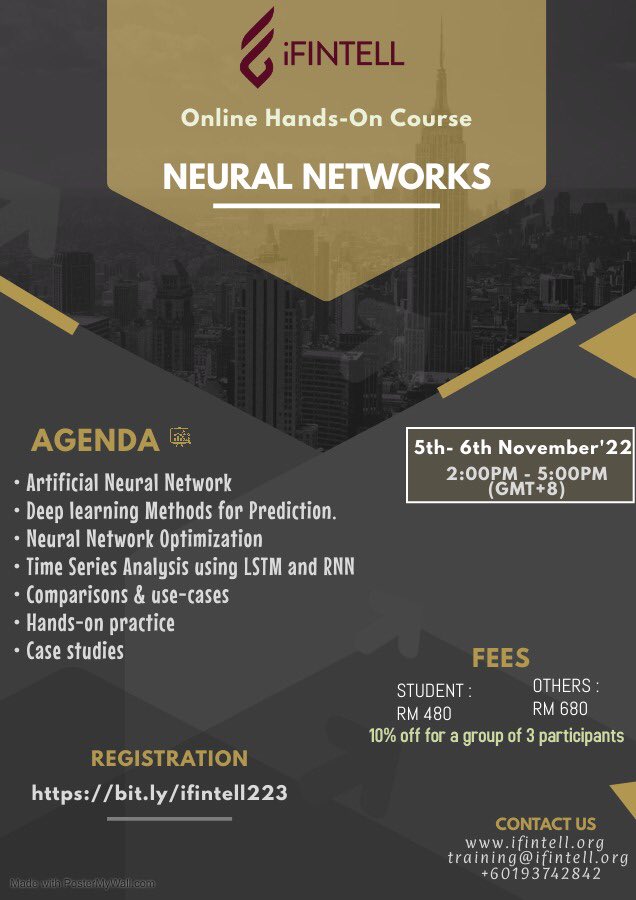 IFintell's tweet photo. Join the LIVE online Neural Networks 
 
🔗Registration link:  https://t.co/aEj0V4Mnf9

Contact us:
💬WhatsApp: +60 17-312 2582
📧Email: info@ifintell.org
🌐Website: https://t.co/9hQiFxDjq7

#iFINTEL #onlinetraining #marketanalysis #machinelearning #BigData #AI #dataanalytics https://t.co/eTDuHYmB7d