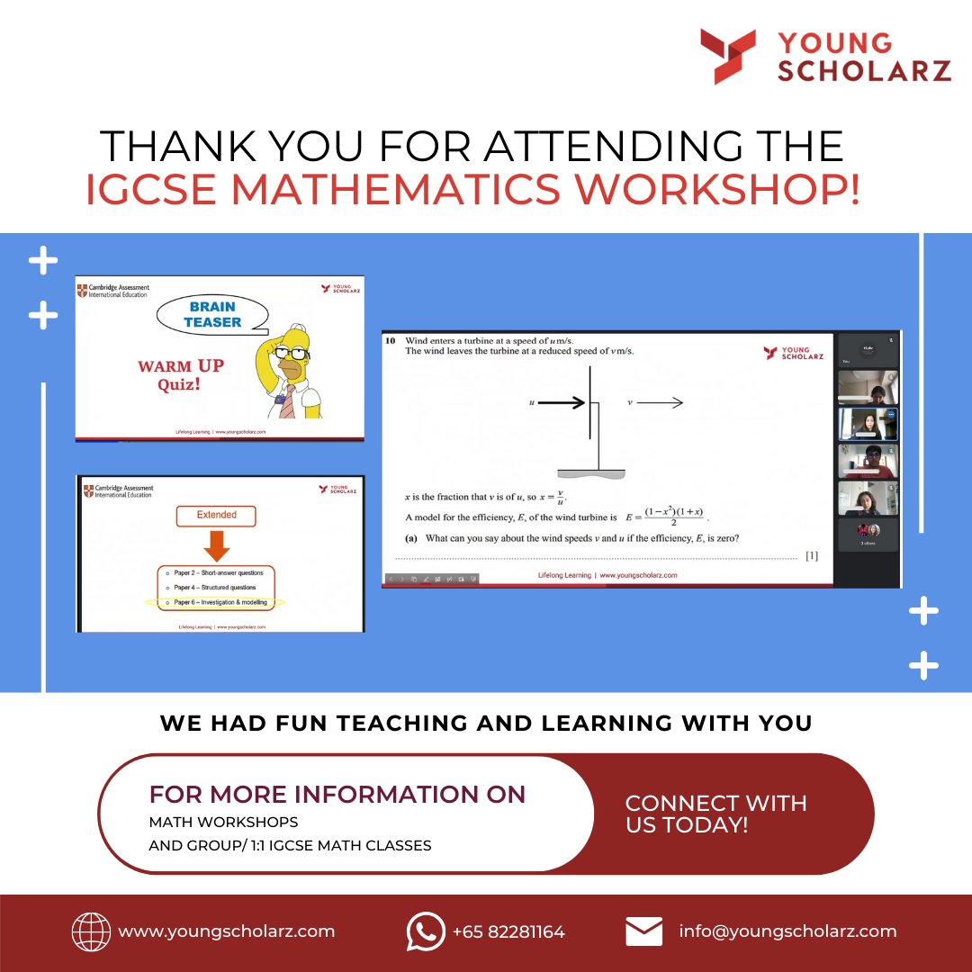 YoungscholarzSg's tweet photo. The International Mathematics 0607 workshop was conducted yesterday to understand the Extended Paper 6 Modelling Section.
#igcse #igcsemaths #mathworkshop #onlinemathtutoring #onlinemathclasses #mathtuition #math #mathematicalmodelling #igcsestudent #igcsetutor #youngscholarz https://t.co/AZg2U6mRpq