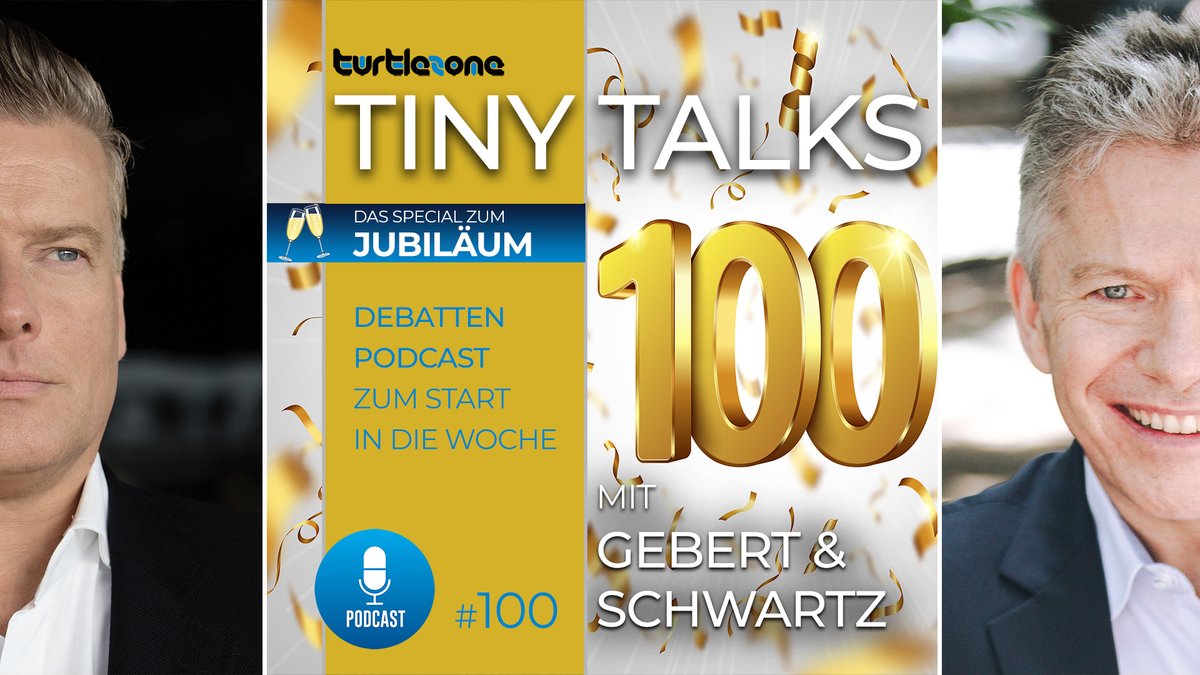 OSchwartz's tweet photo. Zur #Podcast-Episode 100 blicken Dr. Michael Gebert und Oliver Schwartz auf ein äußerst breites Spektrum an Debatten-Themen zurück. In diesem Special präsentieren sie jeweils ihre 3 Lieblings-Episoden. https://t.co/xEEiCw3SED #Turtlezone #TinyTalks https://t.co/57EvKpgVr4