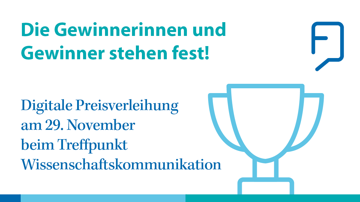 bdkom's tweet image. Die Gewinnerinnen und Gewinner des Preises „Forschungssprecherin und #Forschungssprecher des Jahres 2022“ stehen fest! Bekanntgegeben werden sie bei einer digitalen Preisverleihung am 29. November im Rahmen des „Treffpunkt Wissenschaftskommunikation“.
