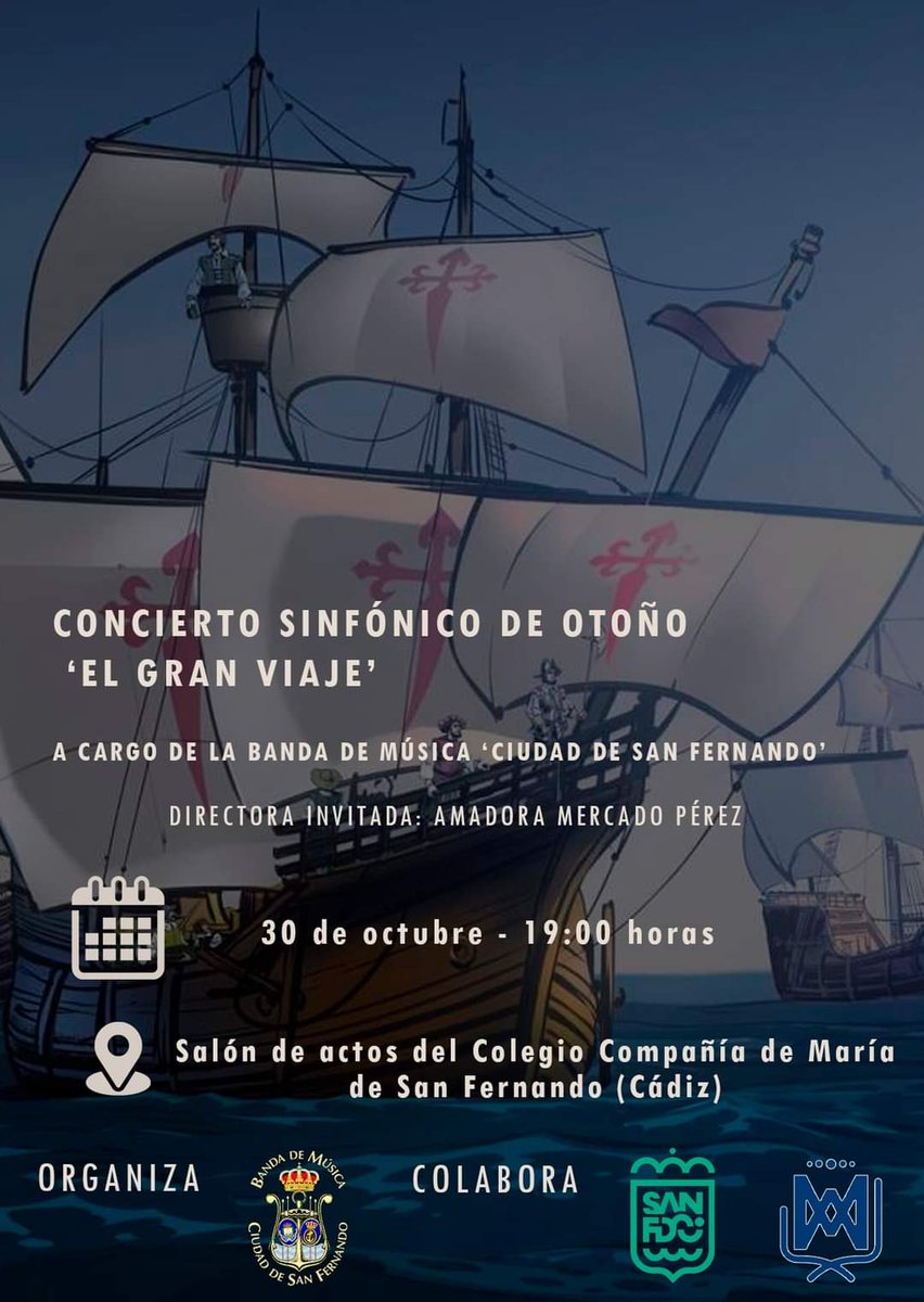 bmciudadsfdo's tweet photo. El próximo domingo concierto sinfónico de otoño de la mano de la Banda de Música ‘Ciudad de San Fernando’

Toda la información en - > https://t.co/hyDYr5t0ZP

#CulturaSanFdo #TurismoSanFdo #CSF https://t.co/sAPjPAD5e2