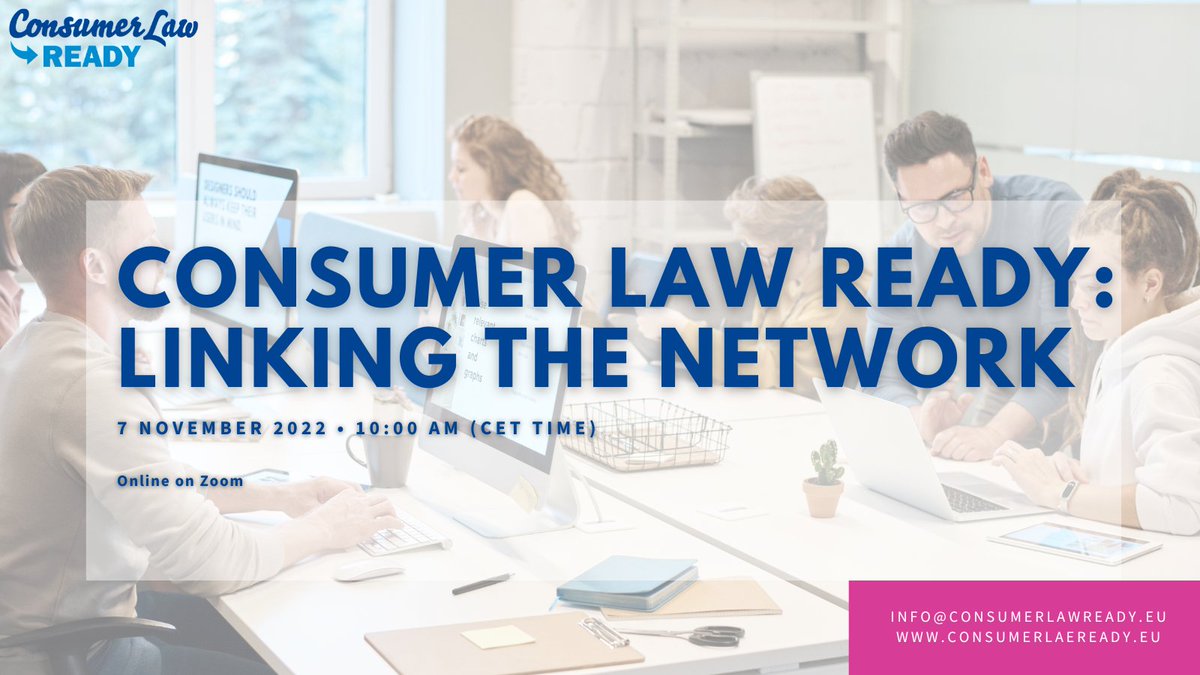Eurochambres's tweet photo. 📢SAVE THE DATE!
Are you part of the #ConsumerLawReady network or would like to be part of it?
Join us at the: "Linking the Network" online conference to learn about the Consumer Law Ready project milestones & the future of the initiative.
🗓 7 November
➡ https://t.co/zwW7H2YpEz https://t.co/Ndy6QTcmHh