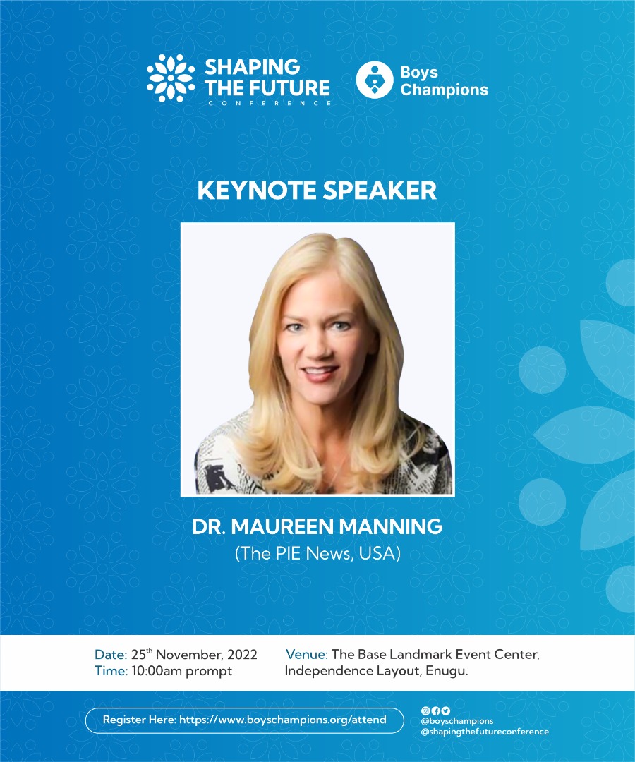 NoelAlumona's tweet photo. On November 25th, 2022, HE @PeterObi , Dr. @MaureenManning1 of @ThePIENews, @dtobst President &amp; CEO of @AFS, @CardOnaiyekan, Bishop Prof. @GodfreyIOnah &amp; other eminent speakers will gather in Enugu for the @shapinthefuture international youth conference with 2,000 Nigerian youths https://t.co/SGqebmhAKE