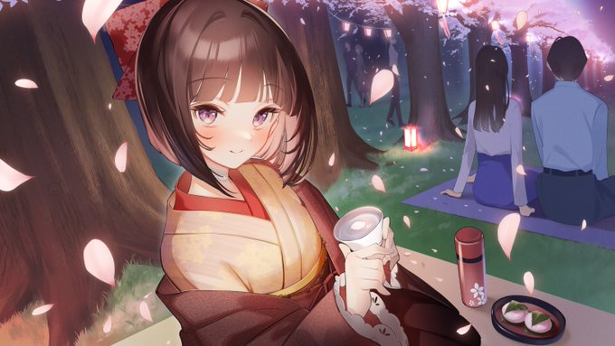 音声作品「「四季ノ國」春編～4月 夜桜花見と、ほろ酔いキスと…～」のジャケイラストを担当させていただきました! 