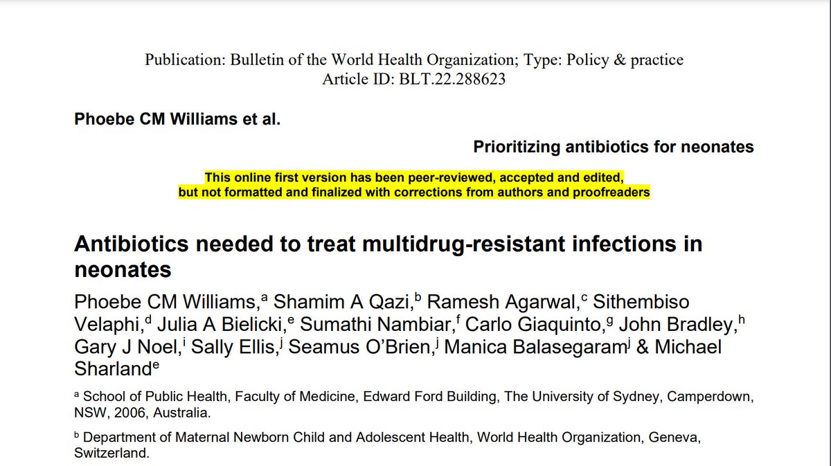 gardp_amr's tweet image. Public health experts have proposed a strategy to prioritize the development of effective #antibiotics for newborns who are resistant to current treatments. See the “online first” version. This will be published in the WHO Bulletin in December. 👉bit.ly/3SuXZu1